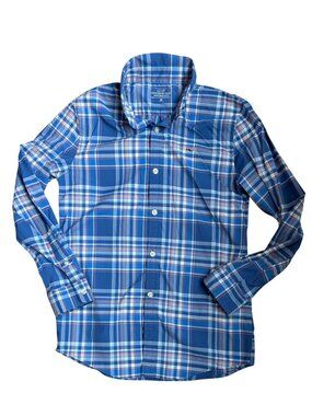 Vineyard Vines Shirt Boys Size M 12-14 Performance Plaid LS Nylon Spandex Blend